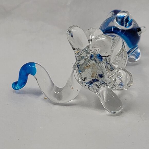 Frankencat Glass Cat Miniature Figurine 1¼" TINY Blue Tip Ears Tail - Picture 7 of 9